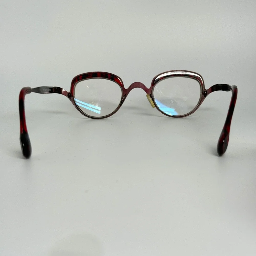 Theo Iti Eyeglasses Frames Belgium Burgundy Tortoise Shell Round Cat Eye‎ 63